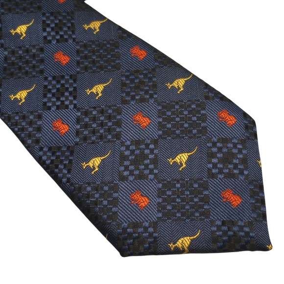 Austico Apparel Other - Austico Apparel Australian‎ Made Navy Blue Kangaroo & Koala Tie Mens Silk Blend